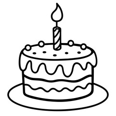 Birthday Cake line art vector