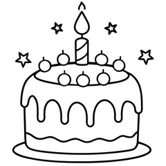 Birthday Cake line art vector