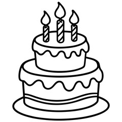 Birthday Cake line art vector