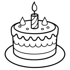 Birthday Cake line art vector