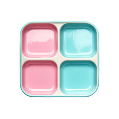 Pastel Pink and Blue Divided Ceramic Serving Tray, Square Plate with Four Compartments