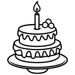 Birthday Cake line art vector