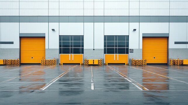 Modern warehouse exterior with loading docks