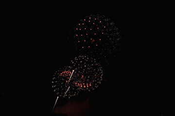 Golden & Red Bright Firework Explosion Amazing Holiday Background