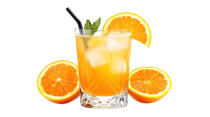 Fresh party drink- screwdriver cocktail isolated on white background
