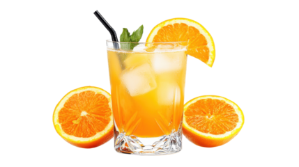 Fresh party drink- screwdriver cocktail isolated on white background