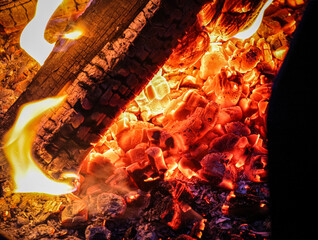 fire in a fireplace