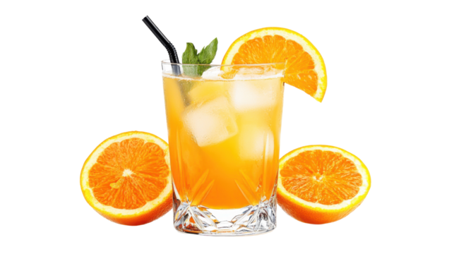 Fresh party drink- screwdriver cocktail isolated on white background