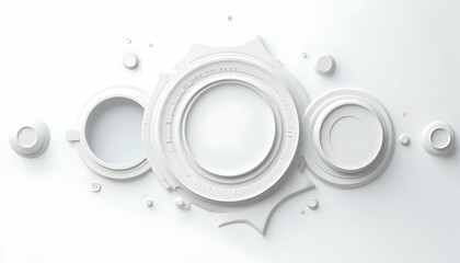 White Abstract Circles with Geometric Shapes for Modern Design