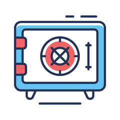 A linear style icon of vault door with secure lock