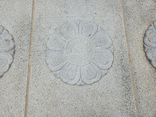 Korean traditional lotus pattern, Korean traditional lotus pattern granite floor, Korean...
