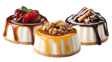 Set of vanilla puddings on white background. Ai Generated Images