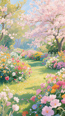 Obraz premium spring landscape with flowers