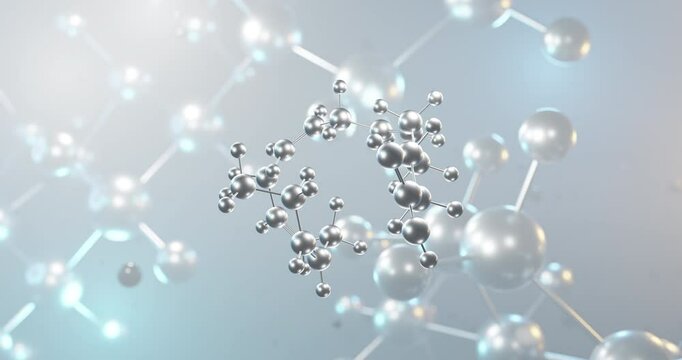 Stearidonic acid rotating 3d molecule, molecular structure of fatty acid seamless video
