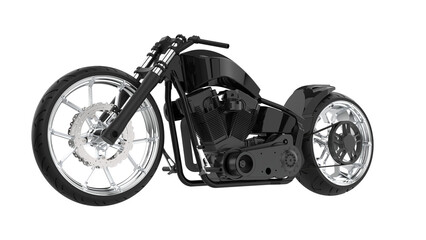 Generic black custom motorcycle chopper isolated on transparent background png
