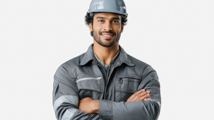 Professional Engineer in Safety Gear with Confident Smile