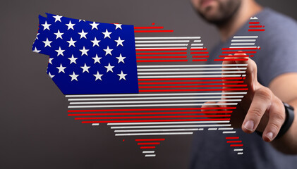 Modern digital illustration of the USA flag map.  Perfect for patriotic themes.