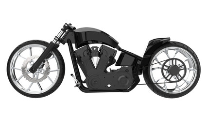 Fototapeta premium Generic black custom motorcycle chopper isolated on transparent background png