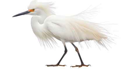 Majestic snowy egret standing Transparent background, PNG file