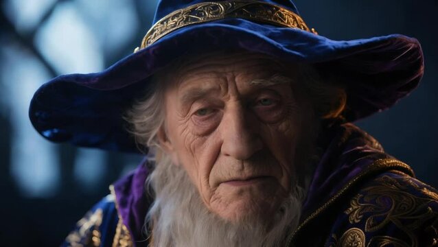 Anciano disfrazado de mago para Halloween