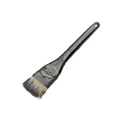 Black Paintbrush with Angled Bristles Isolated on Black Background
