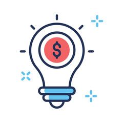 Trendy outline icon of glowing financial idea bulb