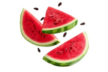 Falling watermelon isolated on white background, clipping path, full depth of field. Ai Generated Images