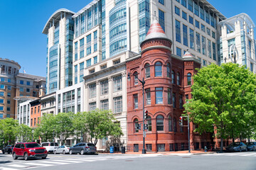 Business buildings in Washington, D.C., USA street architecture. Capital of the United States