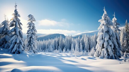 Naklejka premium snow pine tree mountains