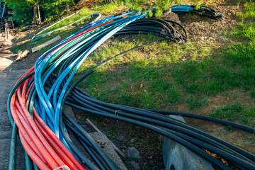 telecommunications fiber optic cables before installation for broadband internet.