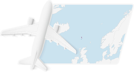 Airplane over Faroe Islands Map