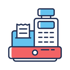 Visually appealing outline icon of cash register machine
