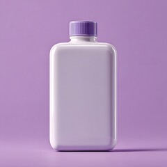 Stock photo of white plastic bottle with purple cap for shampoo or lotion product