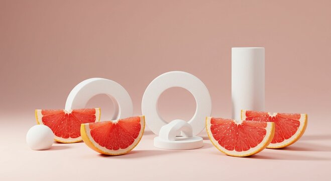 Grapefruit slices geometric composition - Powered by Adobe