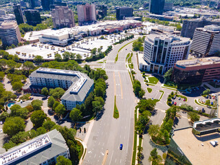 Naklejka premium Aerial view of the architecture of Tyson's Corner, a modern city in Virginia.