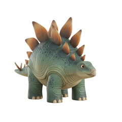 Naklejka premium A realistic 3d model of a stegosaurus dinosaur with textured skin and spikes on its back.