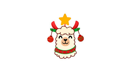 Festive Alpaca with Christmas Ornaments: A Whimsical Holiday Illustration