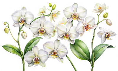White orchid on white background