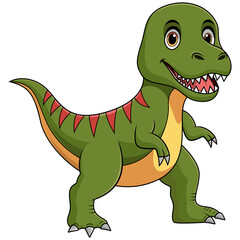 Cartoon happy tyrannosaurus on white background