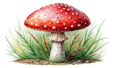 Red mushroom isolated on white