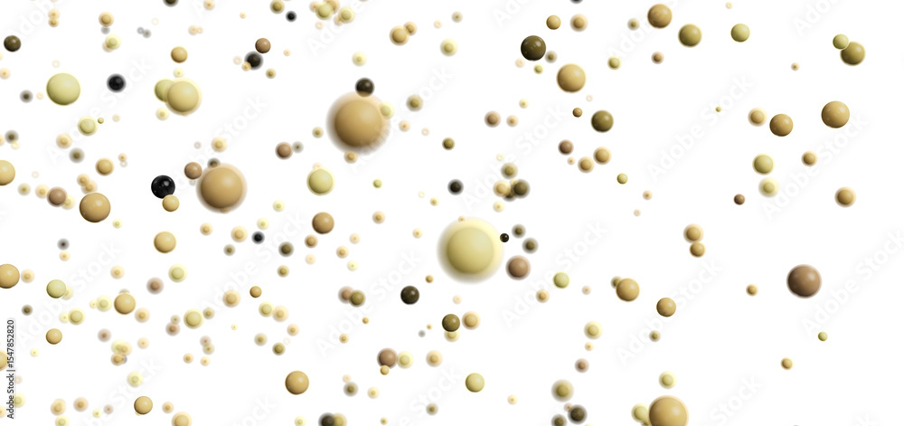 Poster artistic image of many beige and brown spheres floating on white background. great for design projec