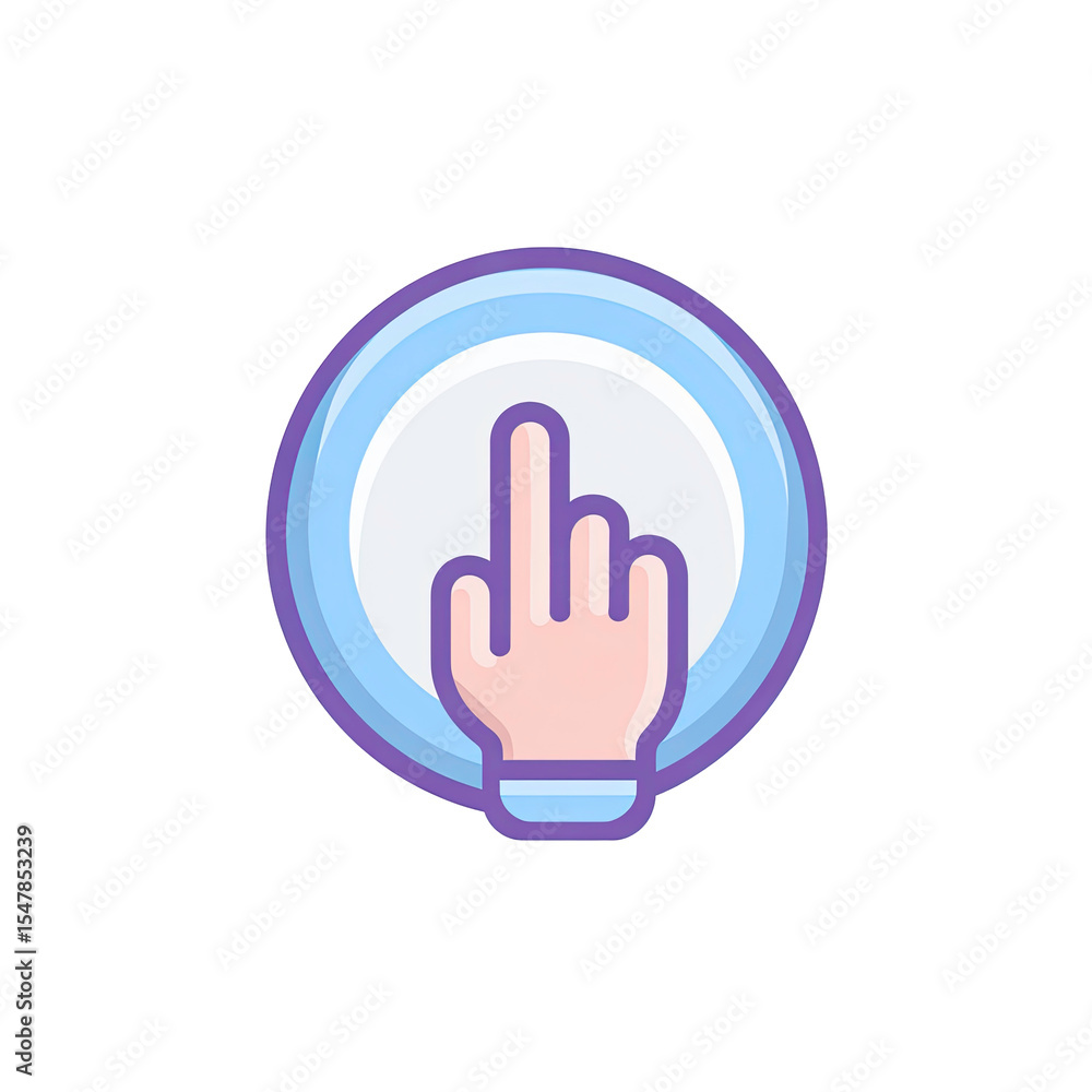 Poster hand cursor clicking on a button icon illustration on transparent background