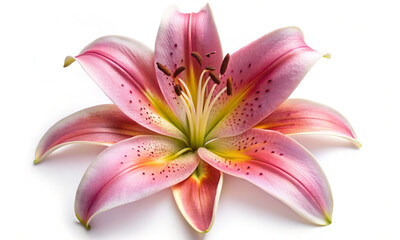 Pink lily isolated on white