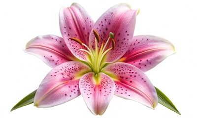 Pink lily on white background