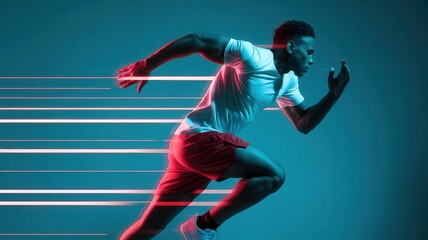 Dynamic runner with luminous speed trails embodies athleticism and drive