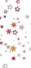 Beautiful image of colorful stars falling on a white background, perfect for backgrounds, websites, and more.