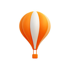 3D Render of Orange and White Hot Air Balloon on Transparent Background