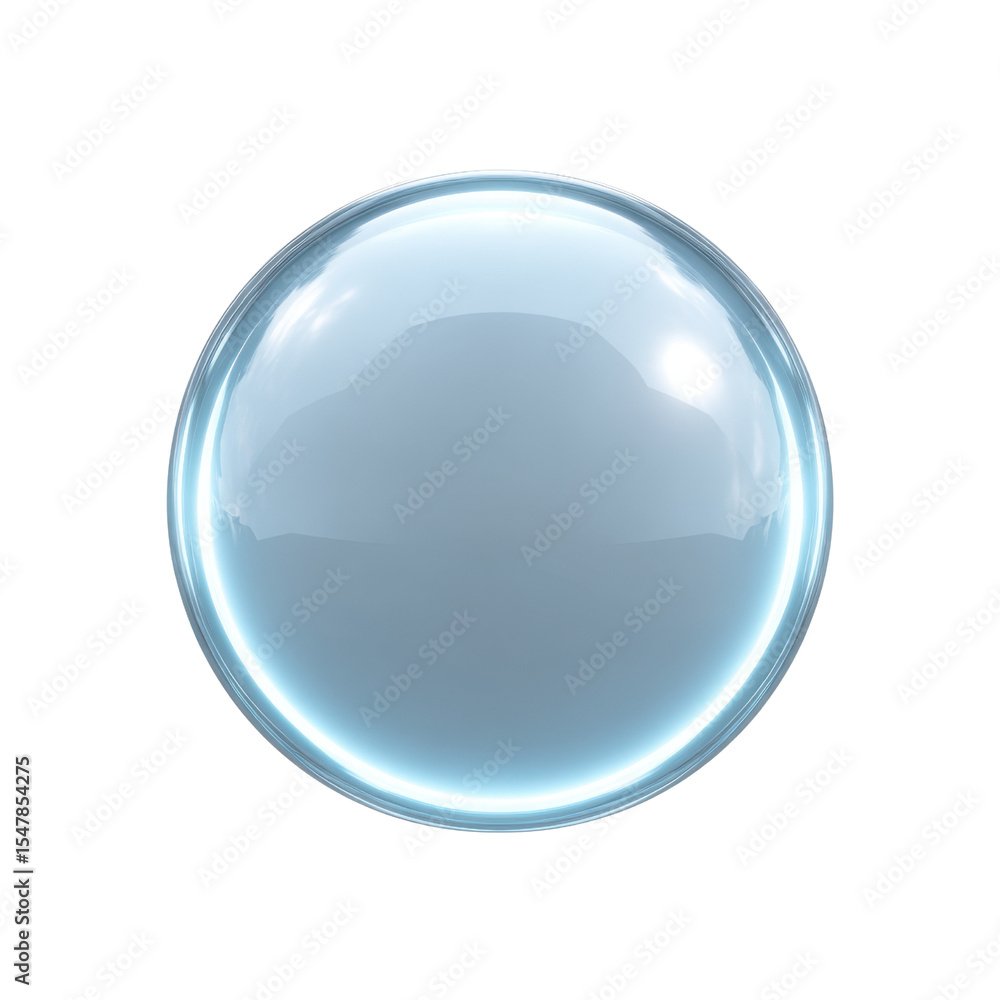 Poster transparent sphere with soft reflection and glowing edge, ideal for universal background or graphic 
