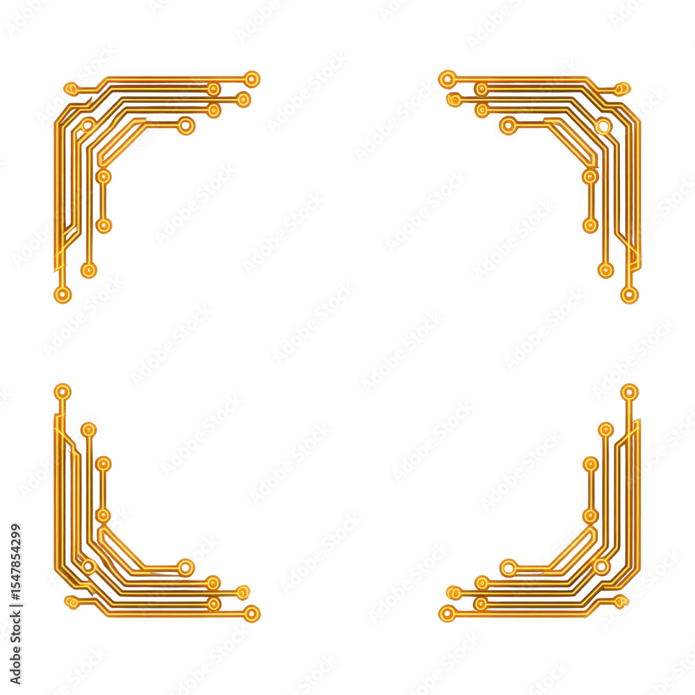 Aufkleber abstract digital circuit design with golden lines and nodes in an intricate symmetrical layout for t
