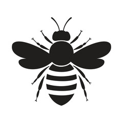 Fototapeta premium A simple black vector silhouette of a honey bee, viewed from above. Perfect for logos, beekeeping, honey products, nature themes, and environmental designs.